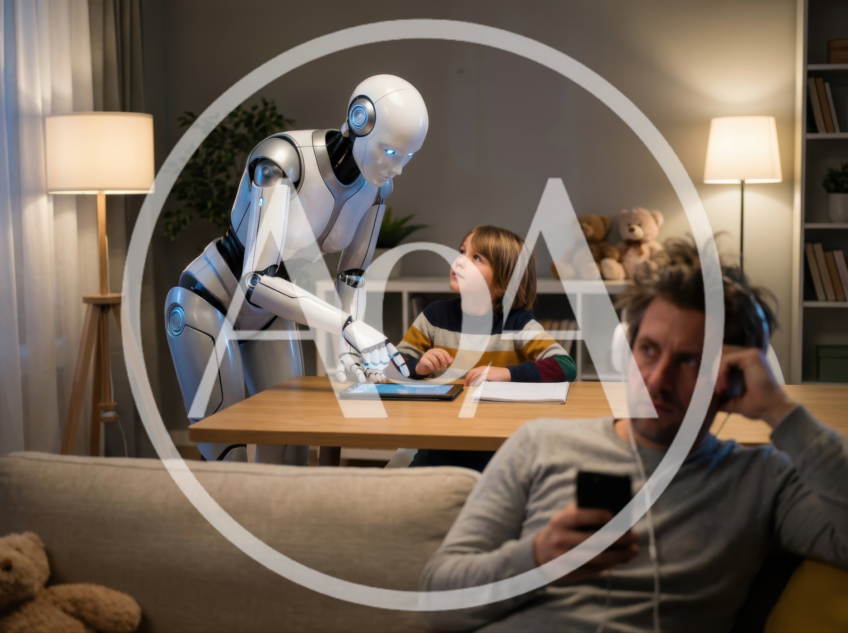 Humanoid Robot Tutoring A Young Boy At Home
