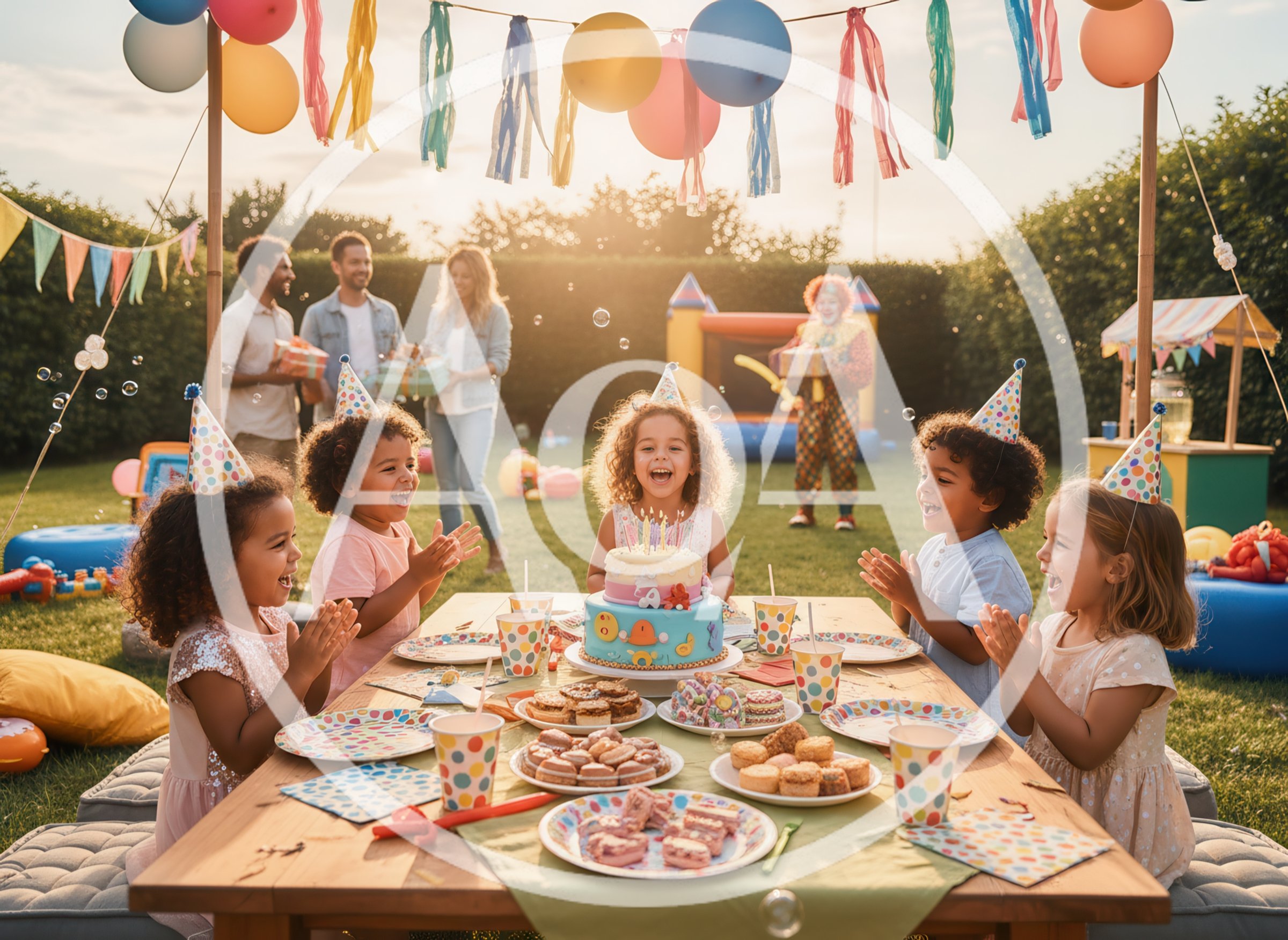 Children Celebrating Birthday Party Outdoors