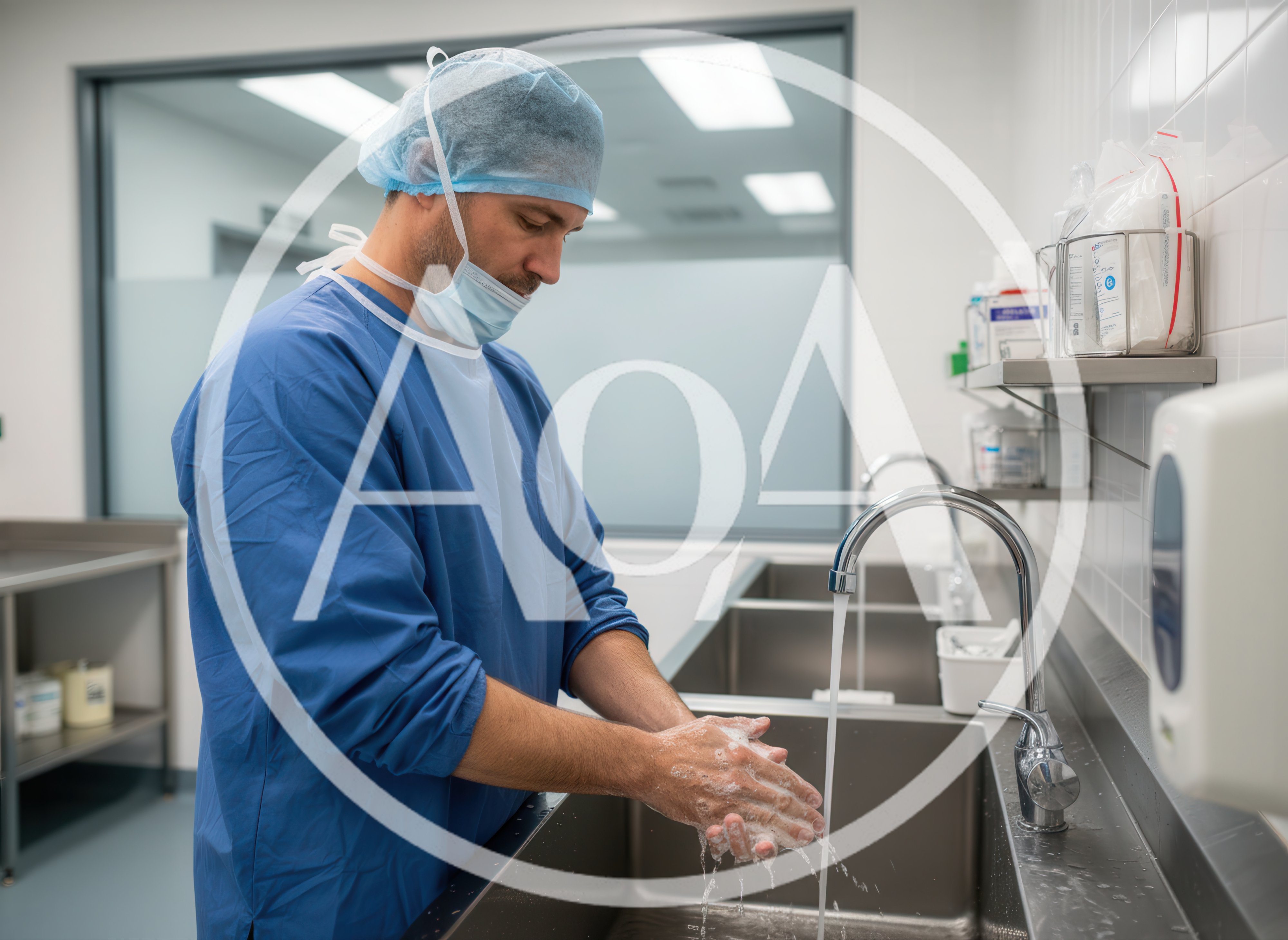 Surgeon Scrubbing Hands Before Surgery In Hospital