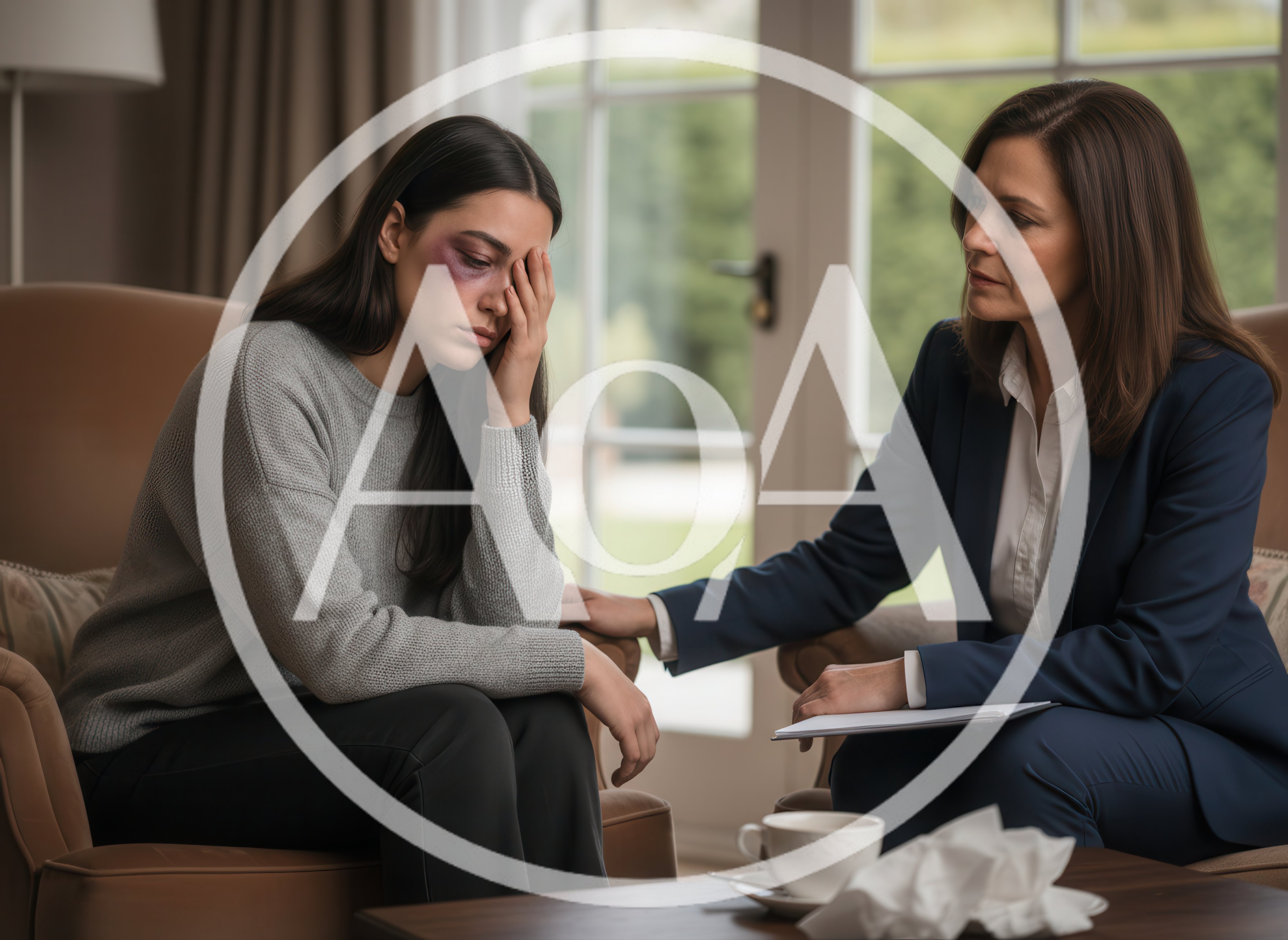 Counselor Supporting A Woman With A Facial Injury