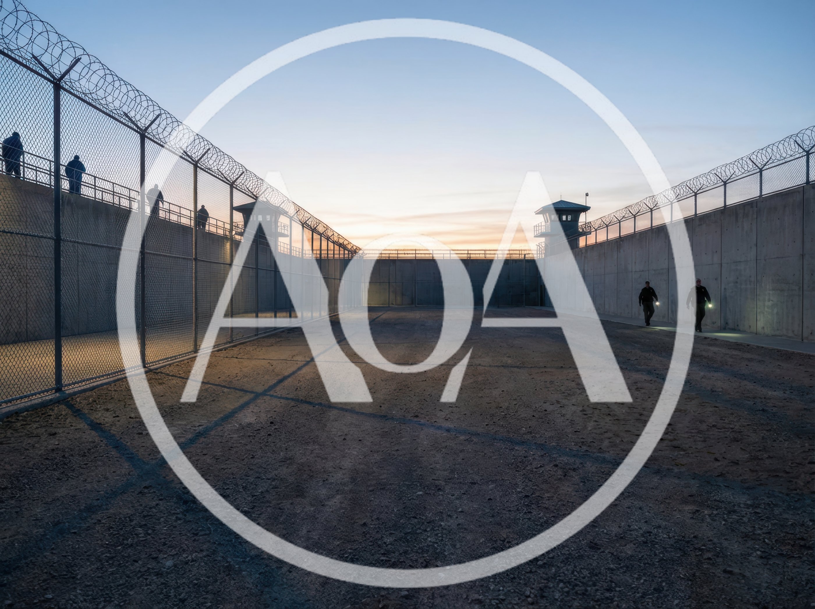 Prison Guards Patrolling High Security Perimeter Fence