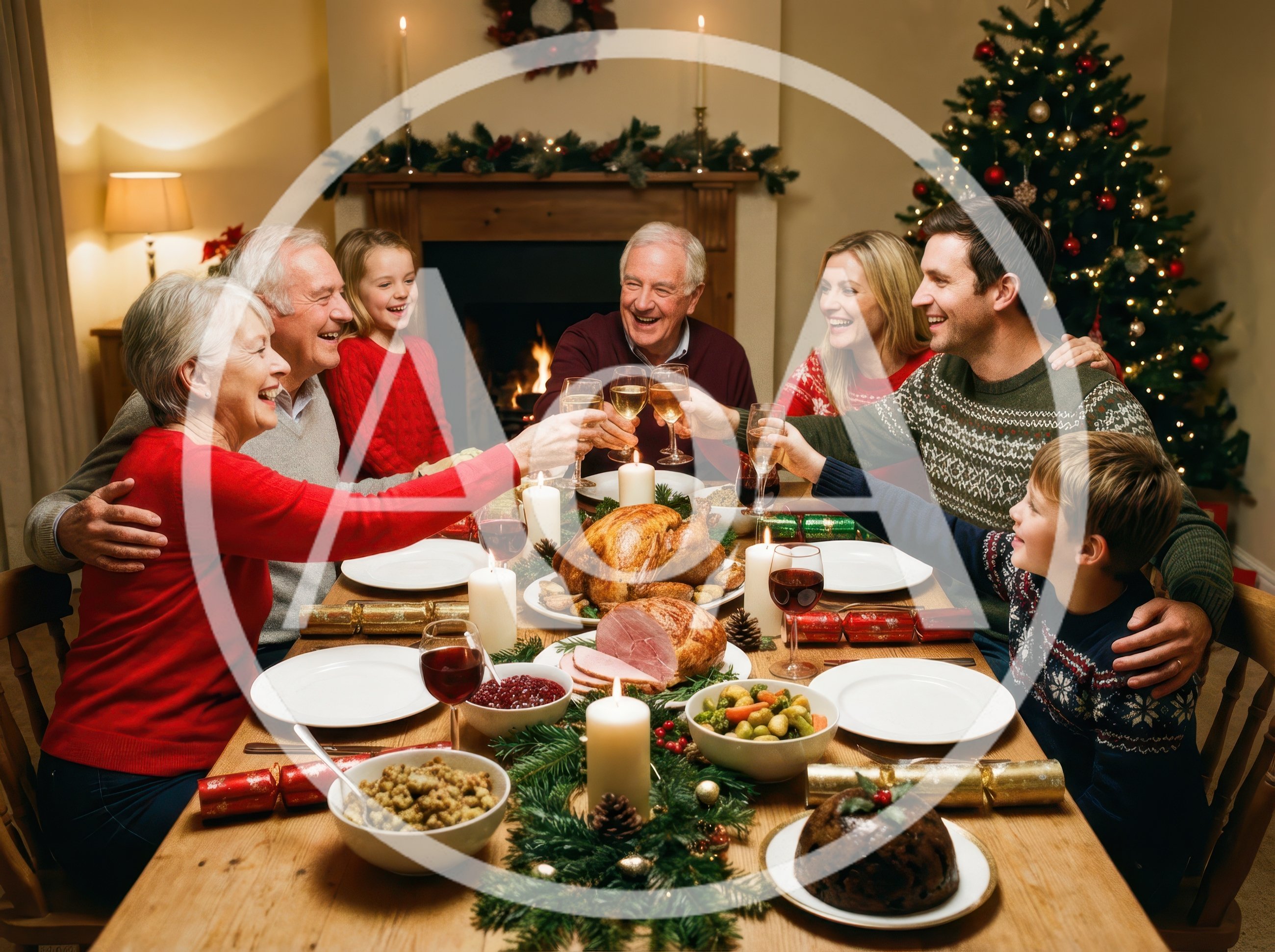 Multi-Generational Family Celebrating Christmas Dinner Together