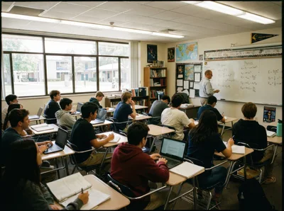 High School Physics Class During A Lesson