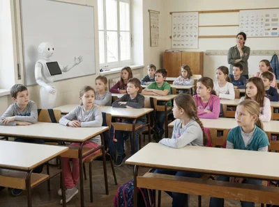 Humanoid Robot Teaching Students in a Classroom