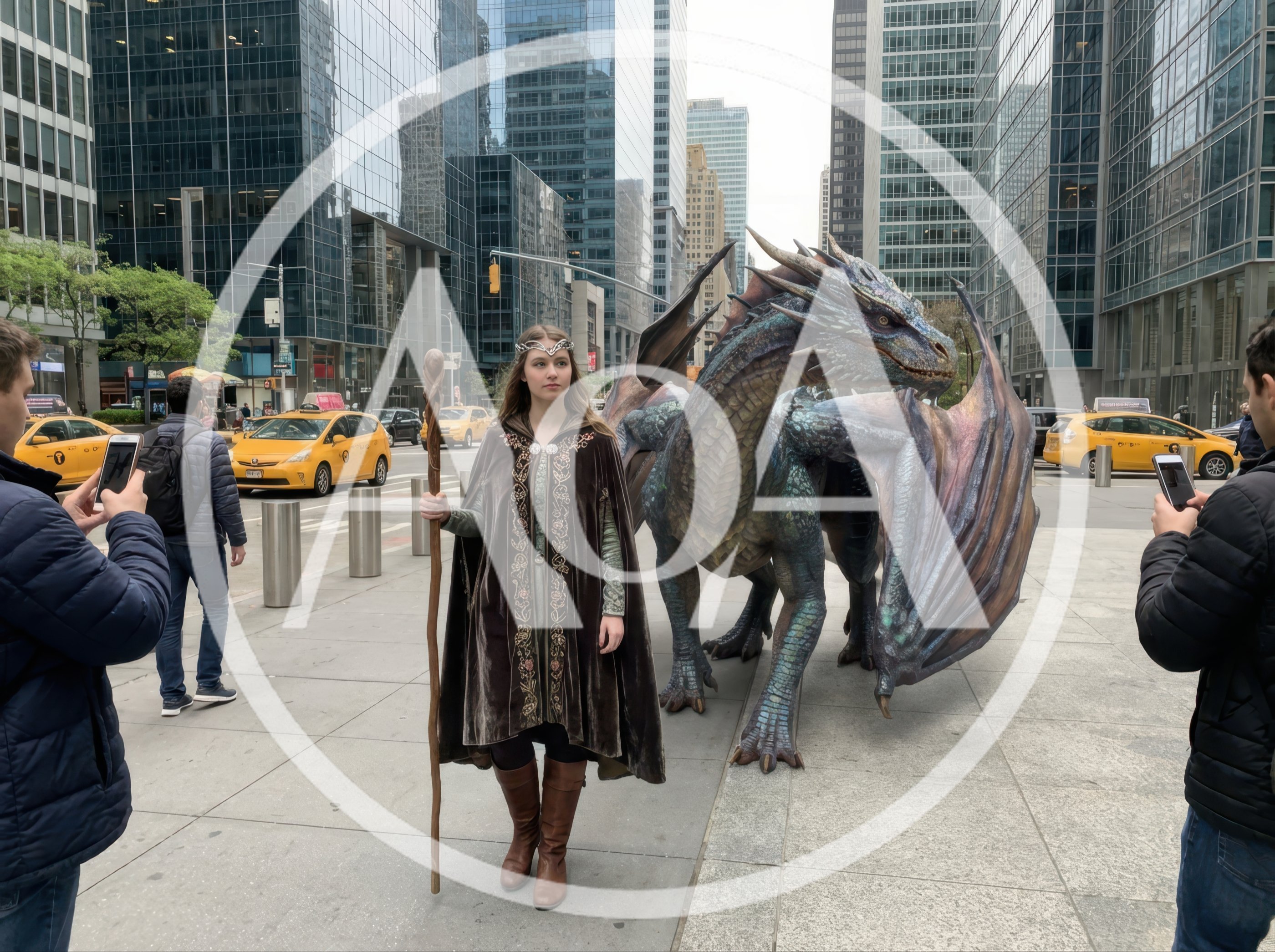 Cosplayer Dressed As Fantasy Elf With Dragon Prop