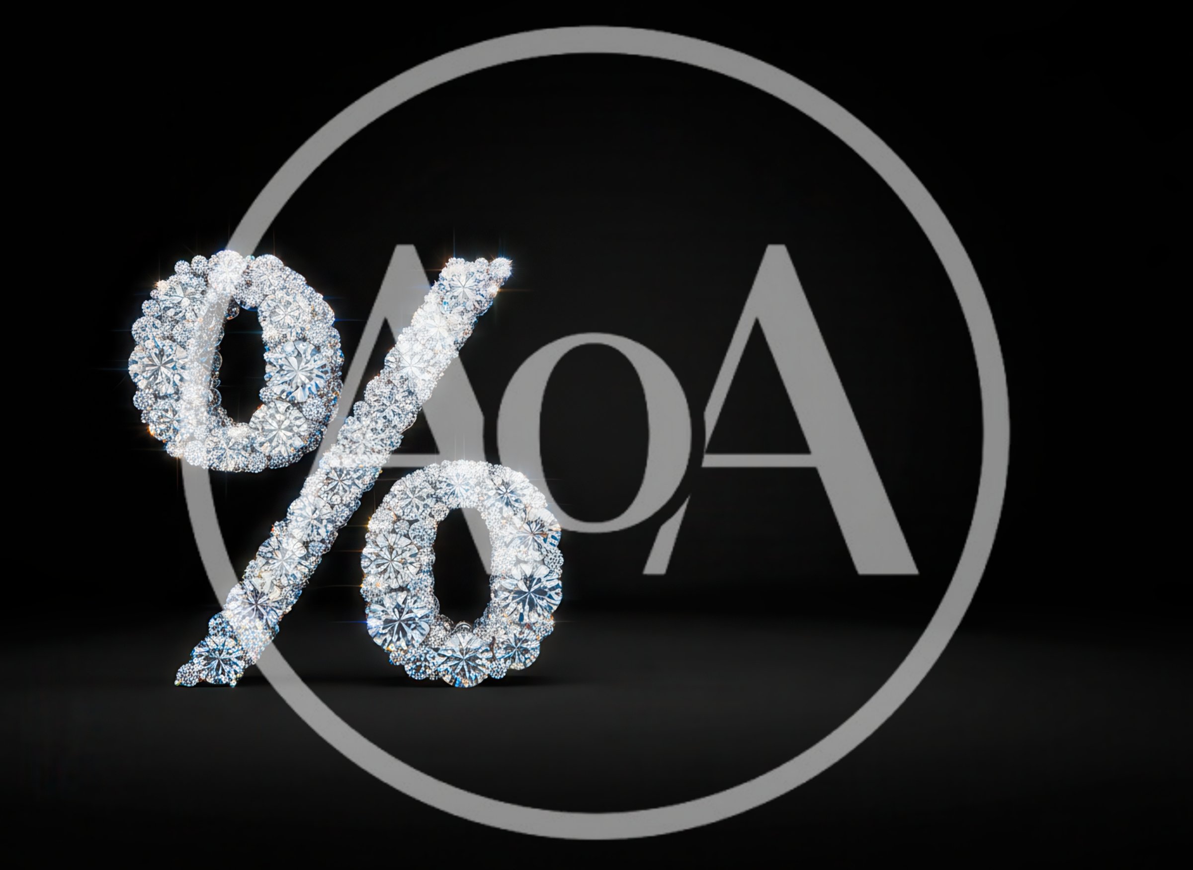 Diamond Encrusted Percentage Symbol On Black Background
