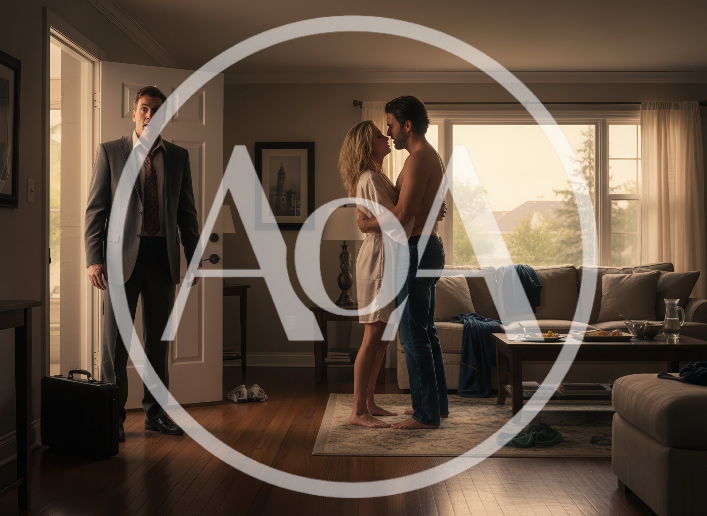 Husband Discovering Wife With Another Man At Home