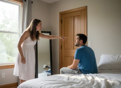 Woman Pointing Finger At Man During Argument