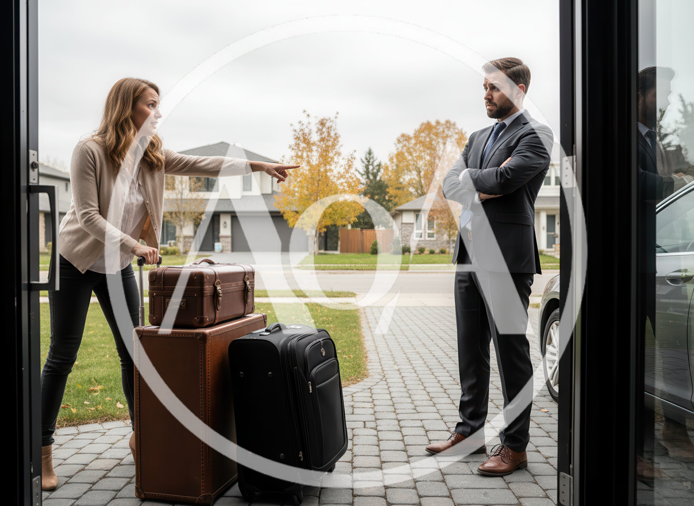 Woman Leaving Home With Luggage During Argument