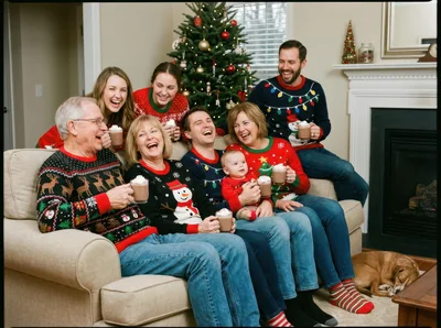 Multi-Generational Family Celebrating Christmas Together