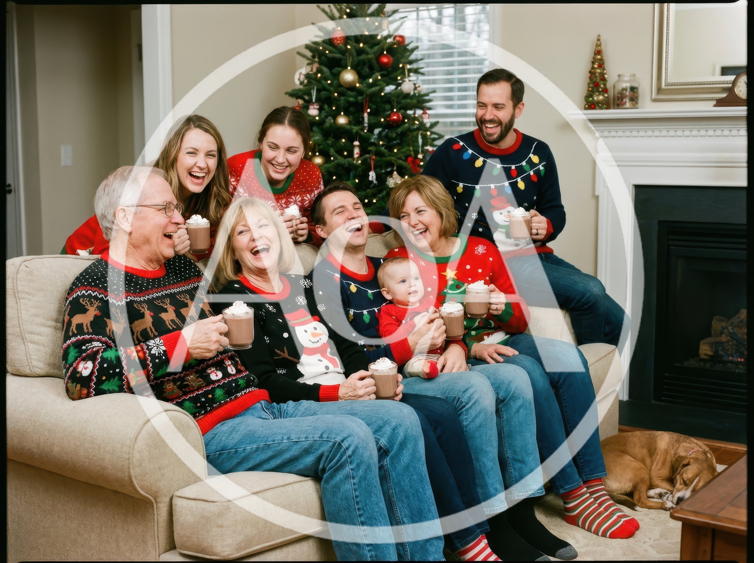 Multi-Generational Family Celebrating Christmas Together