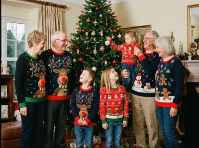Multi-Generational Family Celebrating Christmas Together