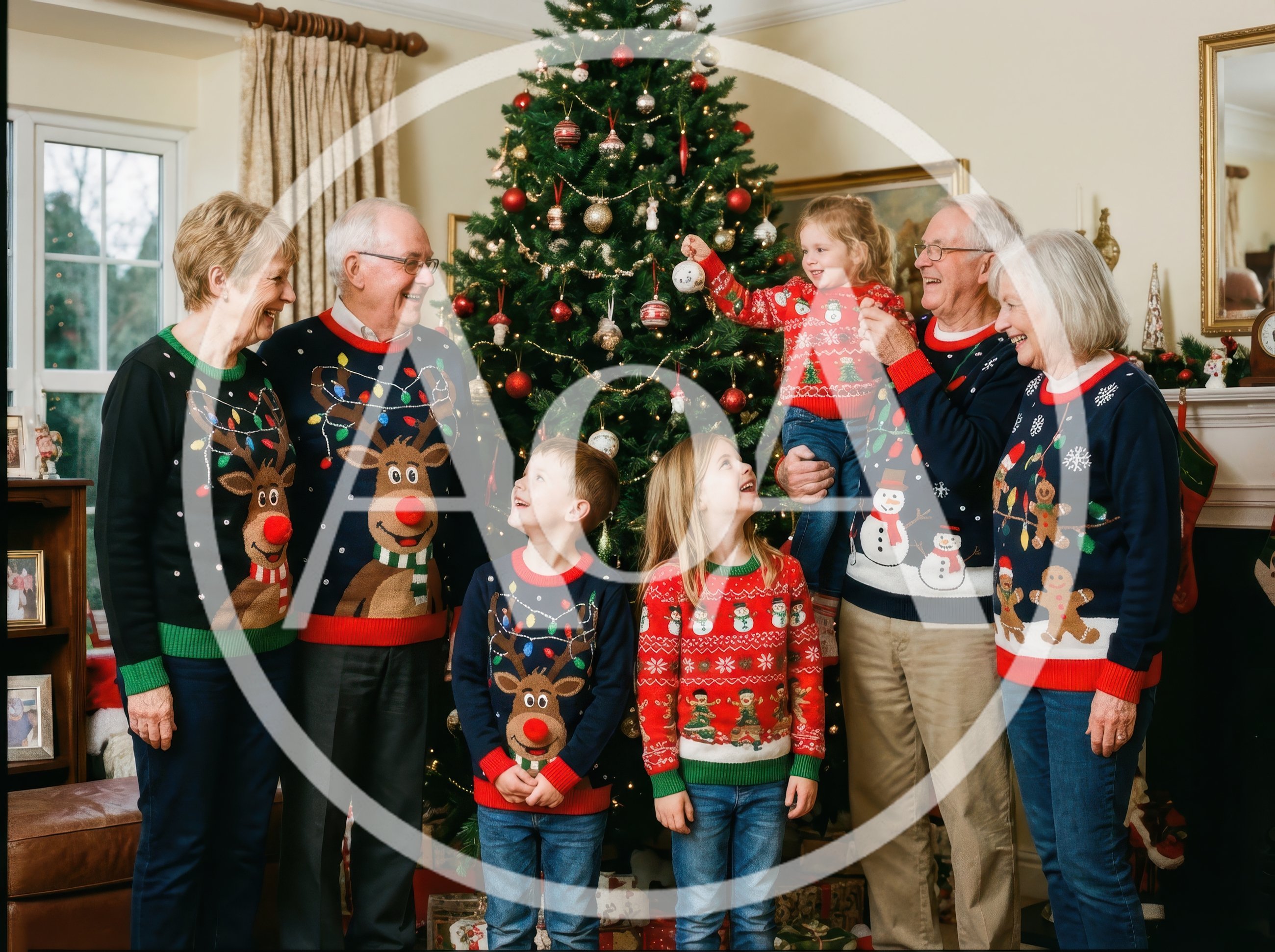 Multi-Generational Family Celebrating Christmas Together