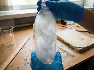Scientist Performing Cloud In A Bottle Experiment