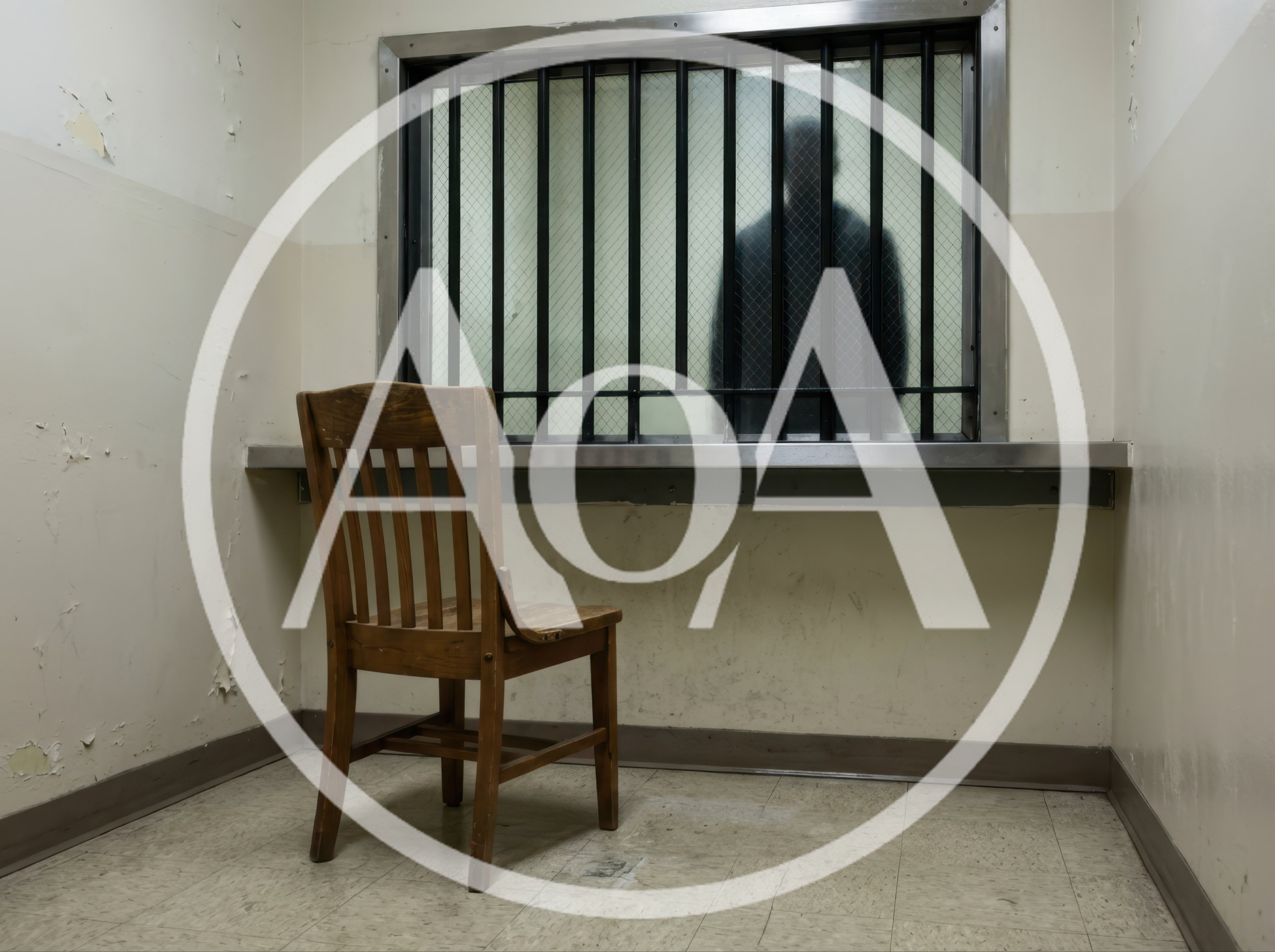 Empty Wooden Chair Facing Prison Visitation Window