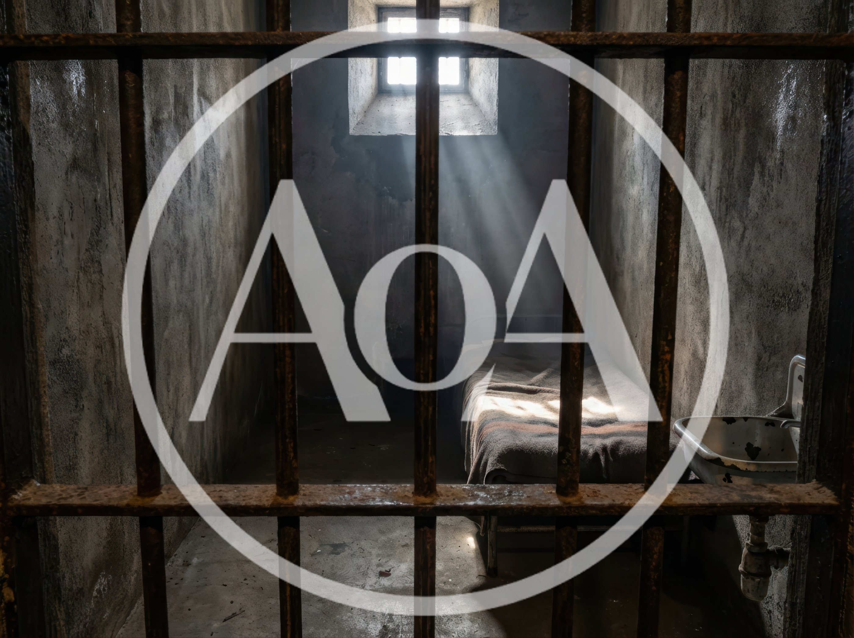 Dimly Lit Prison Cell With Iron Bars