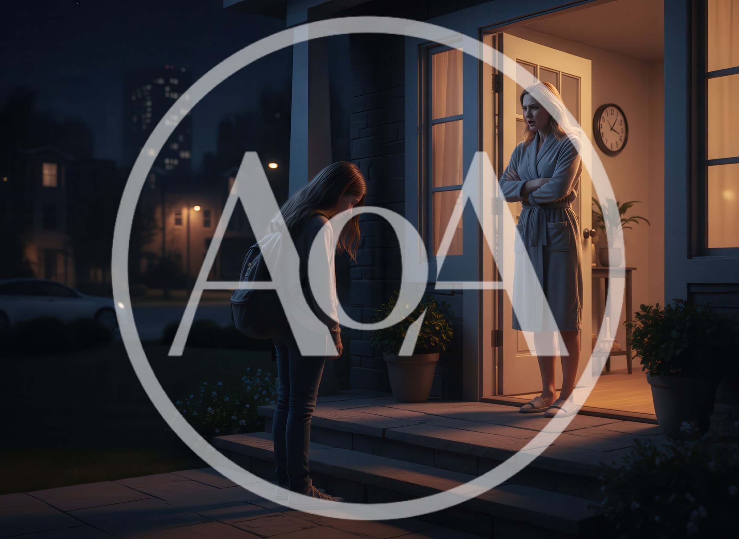 Disappointed Mother Confronting Daughter Arriving Home Late At Night