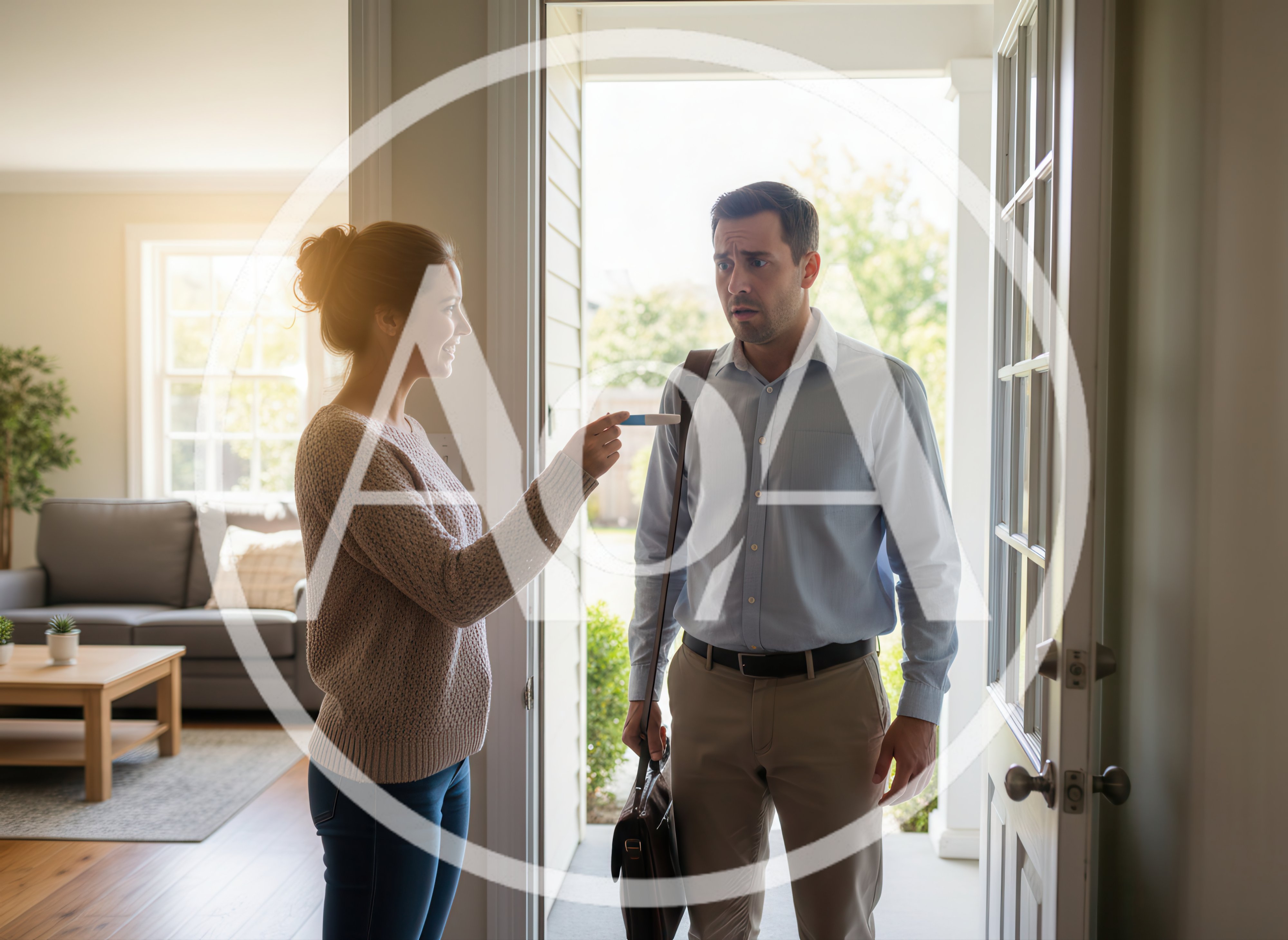 Woman Surprising Husband With Pregnancy Test At Home
