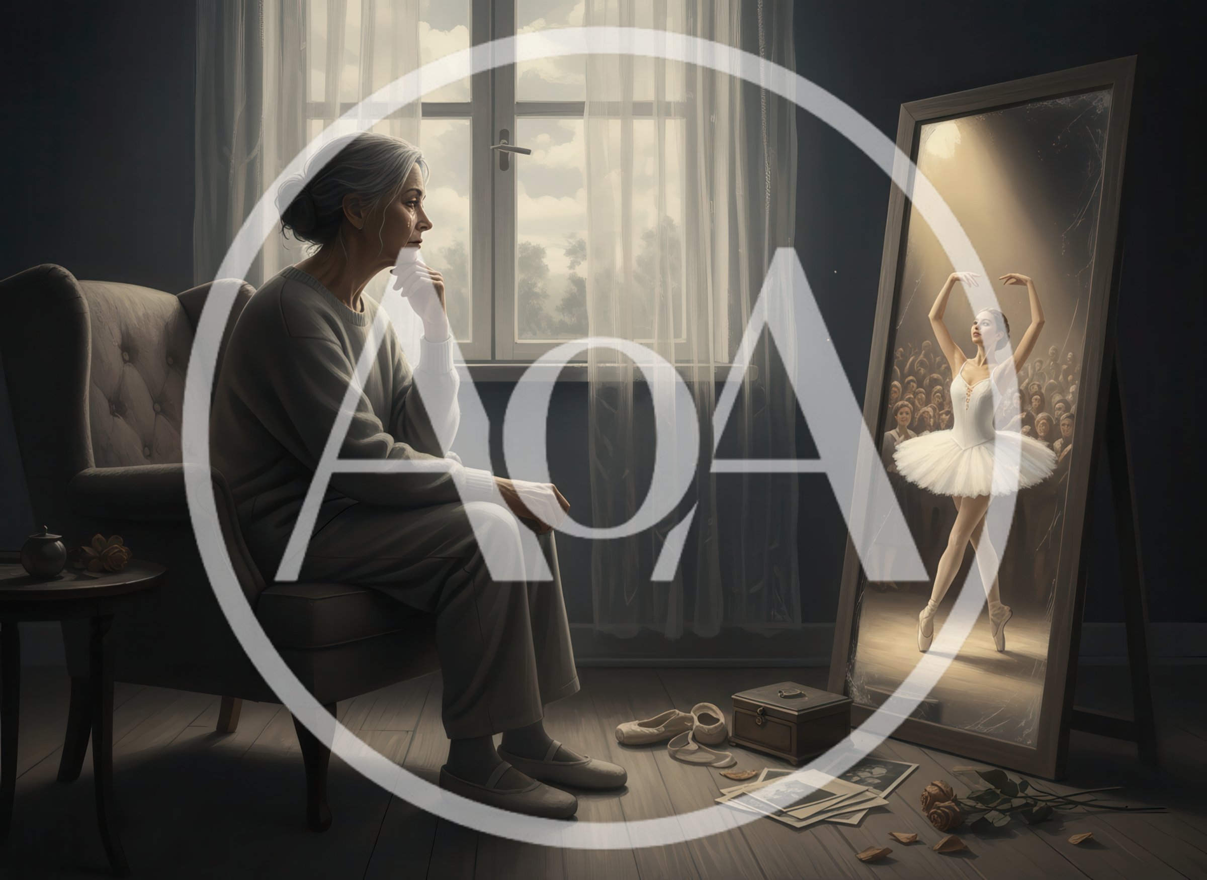 Elderly Woman Reflecting on Her Past as a Ballerina