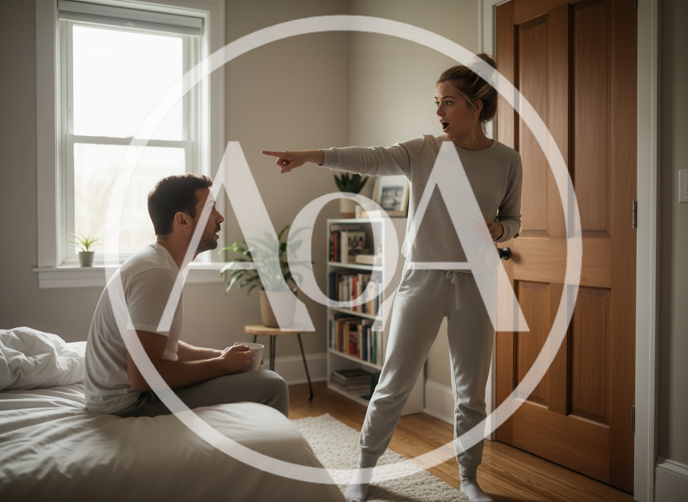 Couple Having A Heated Argument In Bedroom