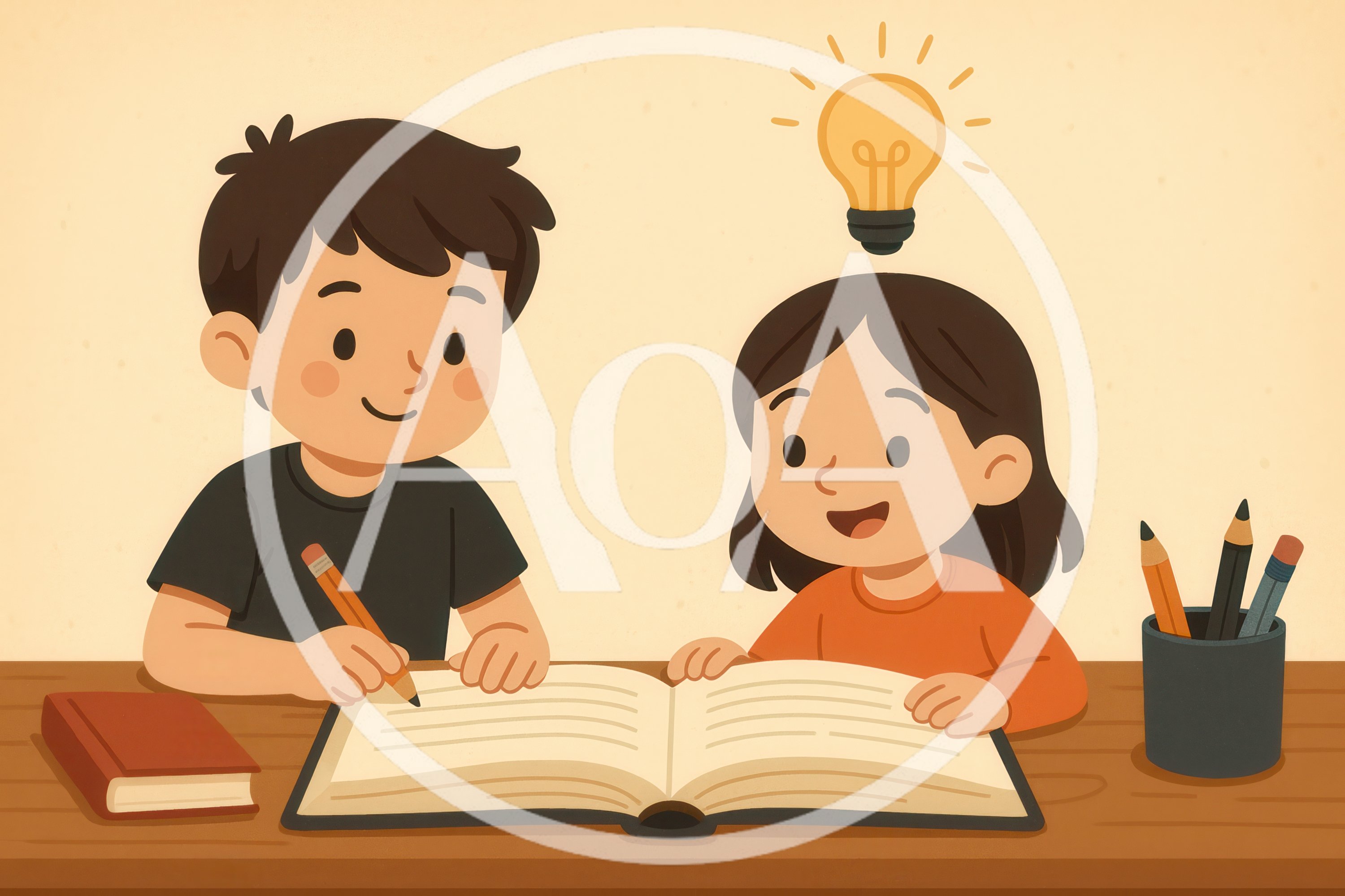 Young Students Studying Together With A Lightbulb Idea