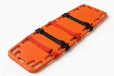 Orange Plastic Spine Board With Safety Straps