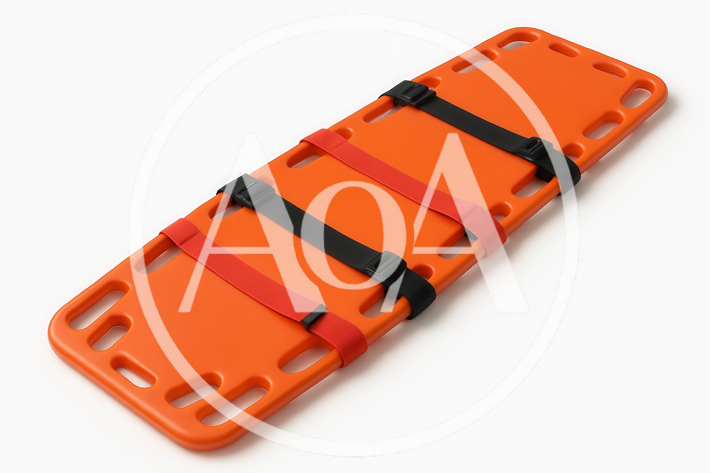 Orange Plastic Spine Board With Safety Straps