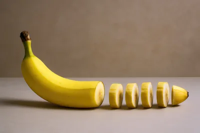 A Fresh Banana Sliced Into Even Rounds