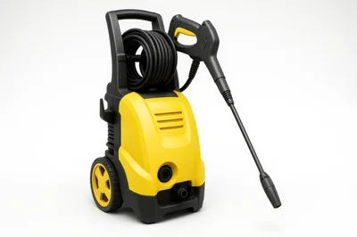 Yellow Electric Pressure Washer on White Background