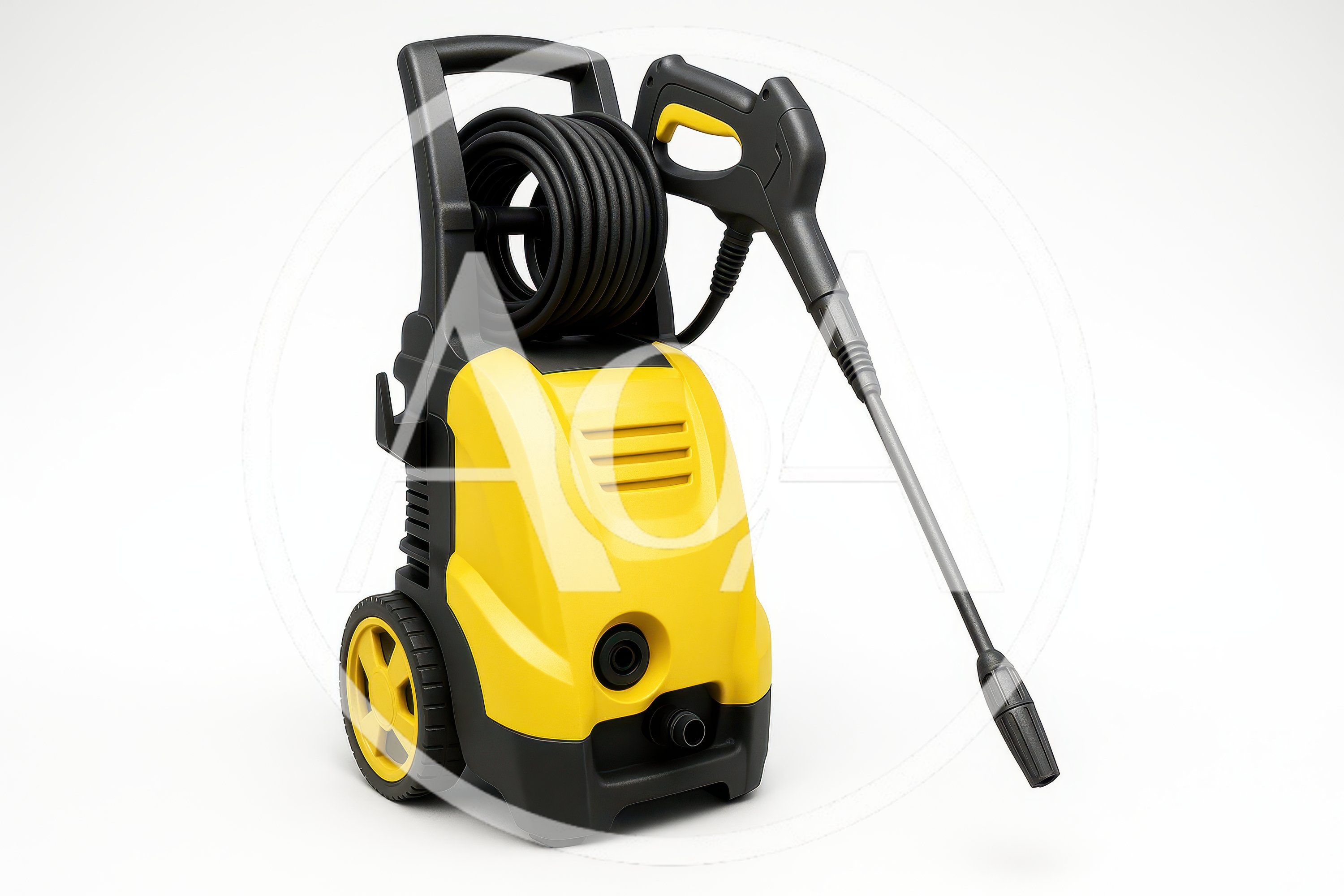 Yellow Electric Pressure Washer on White Background