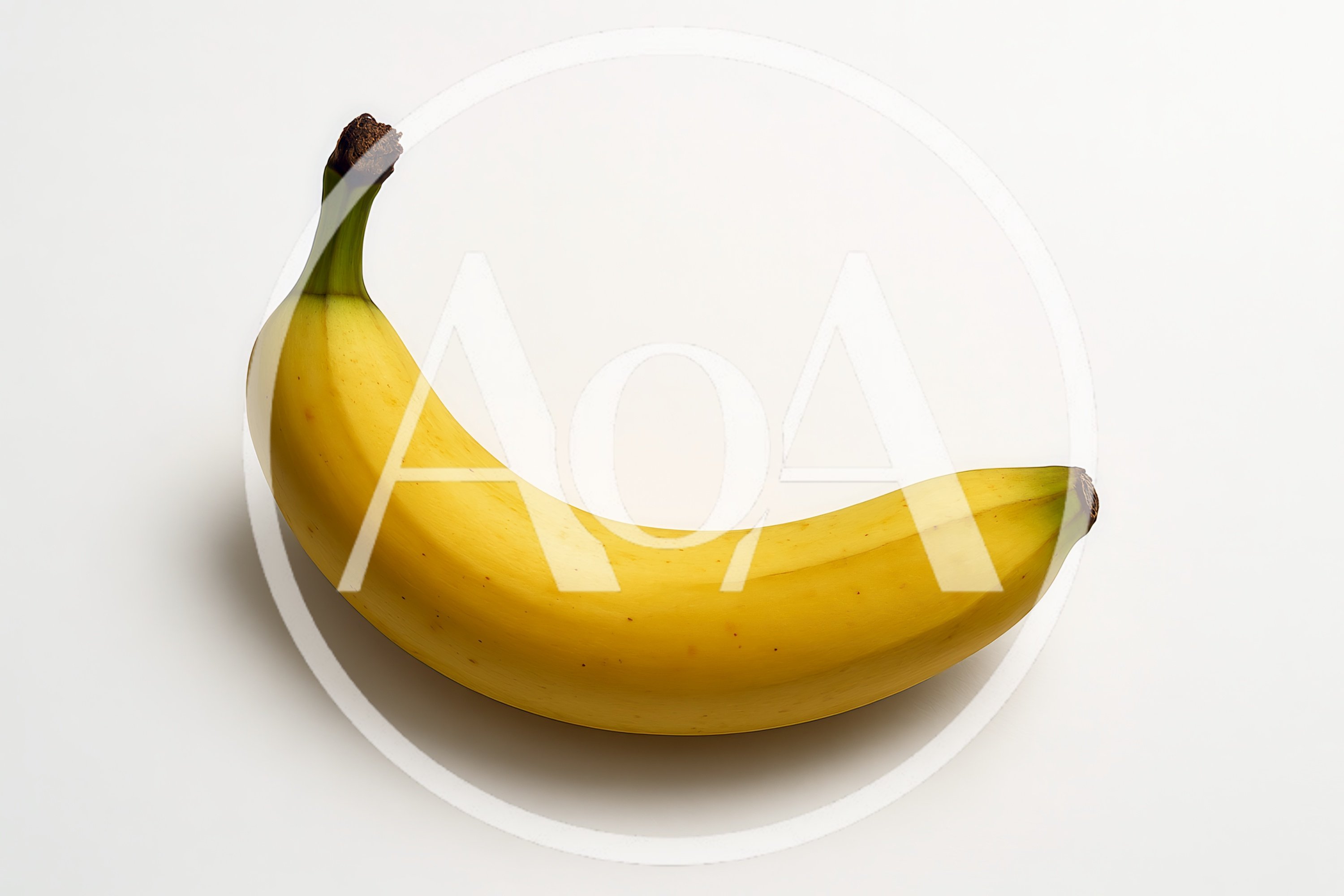 Single Ripe Yellow Banana on White Background