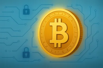 Golden Bitcoin Coin With Digital Circuitry Background