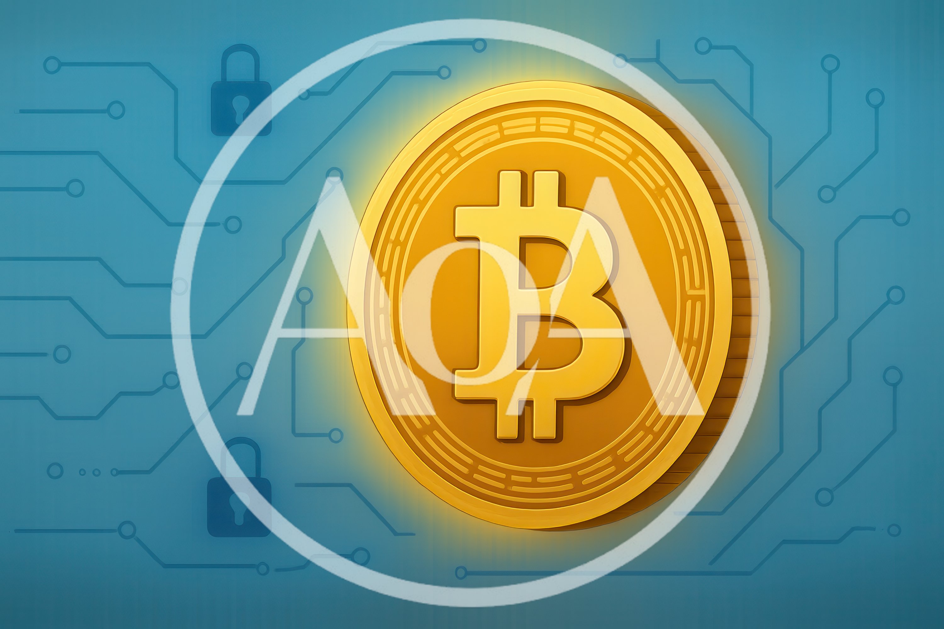Golden Bitcoin Coin With Digital Circuitry Background