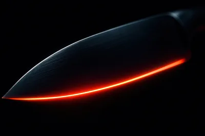 Glowing Red Edge Of A Sharp Metal Knife