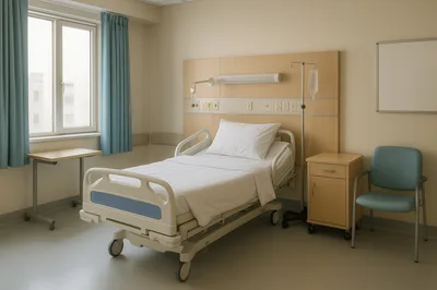 Modern Hospital Room With Empty Patient Bed