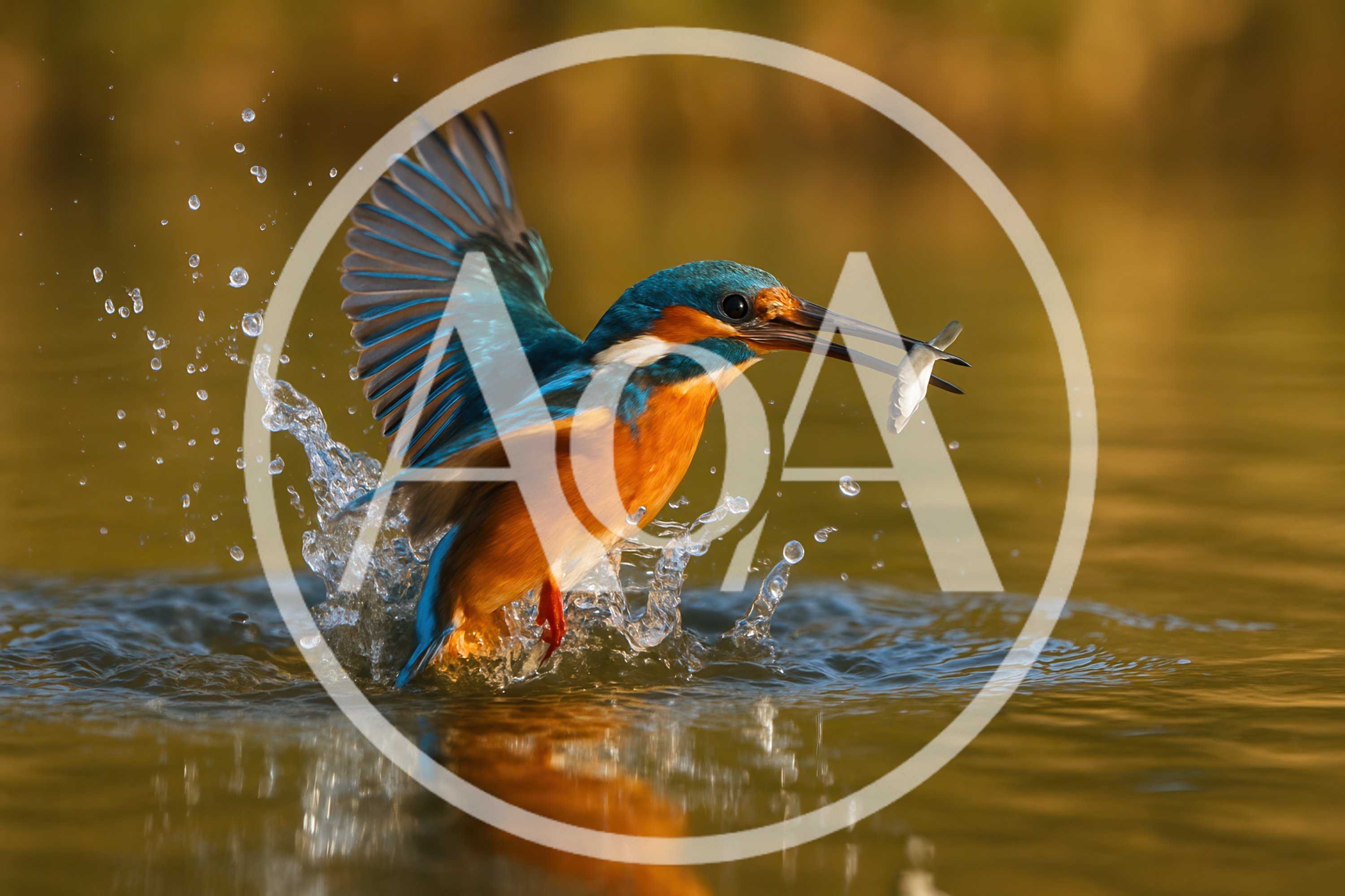 Common Kingfisher Catching A Small Fish In Water