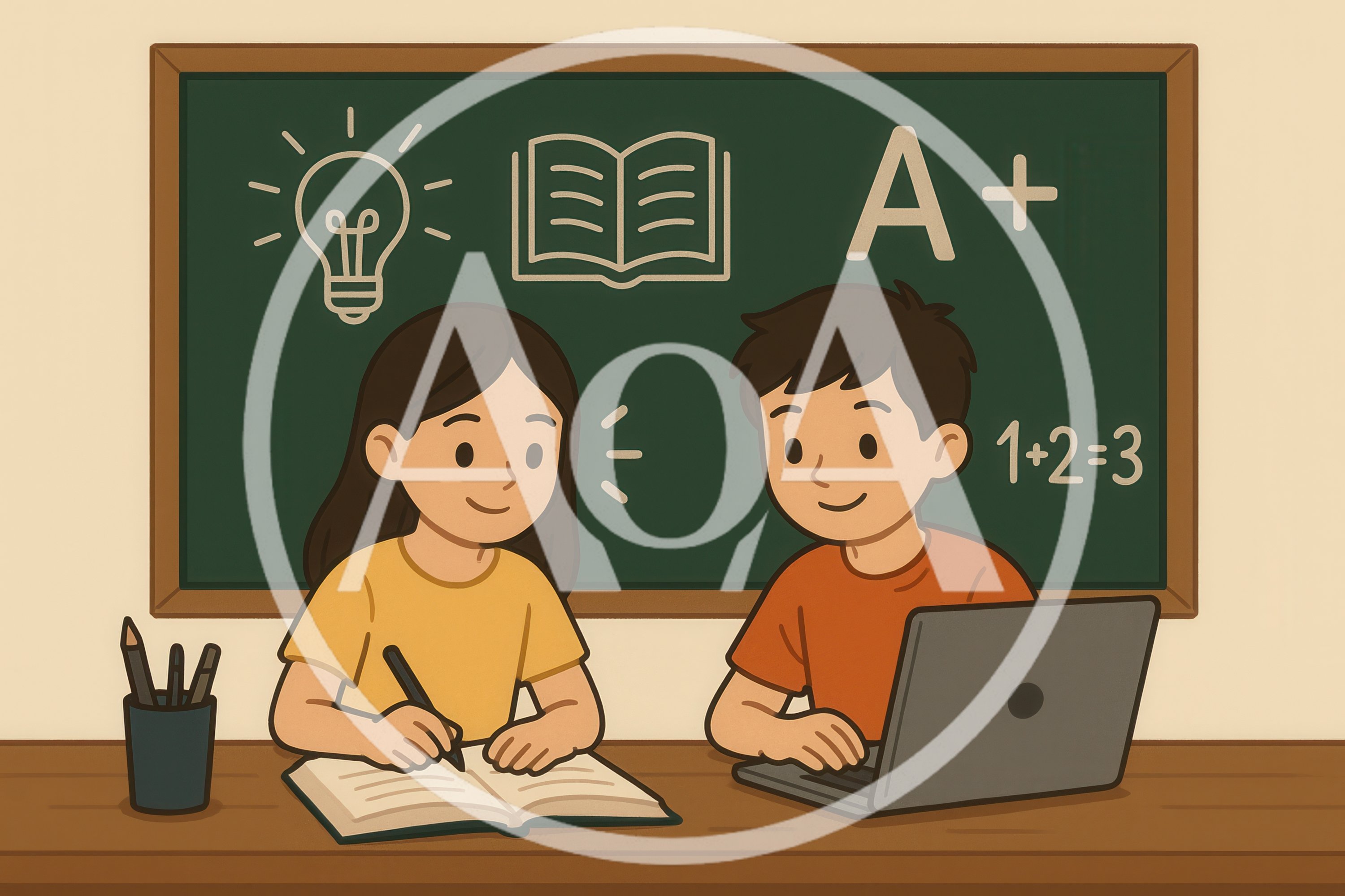 Two Students Studying Together At A Desk