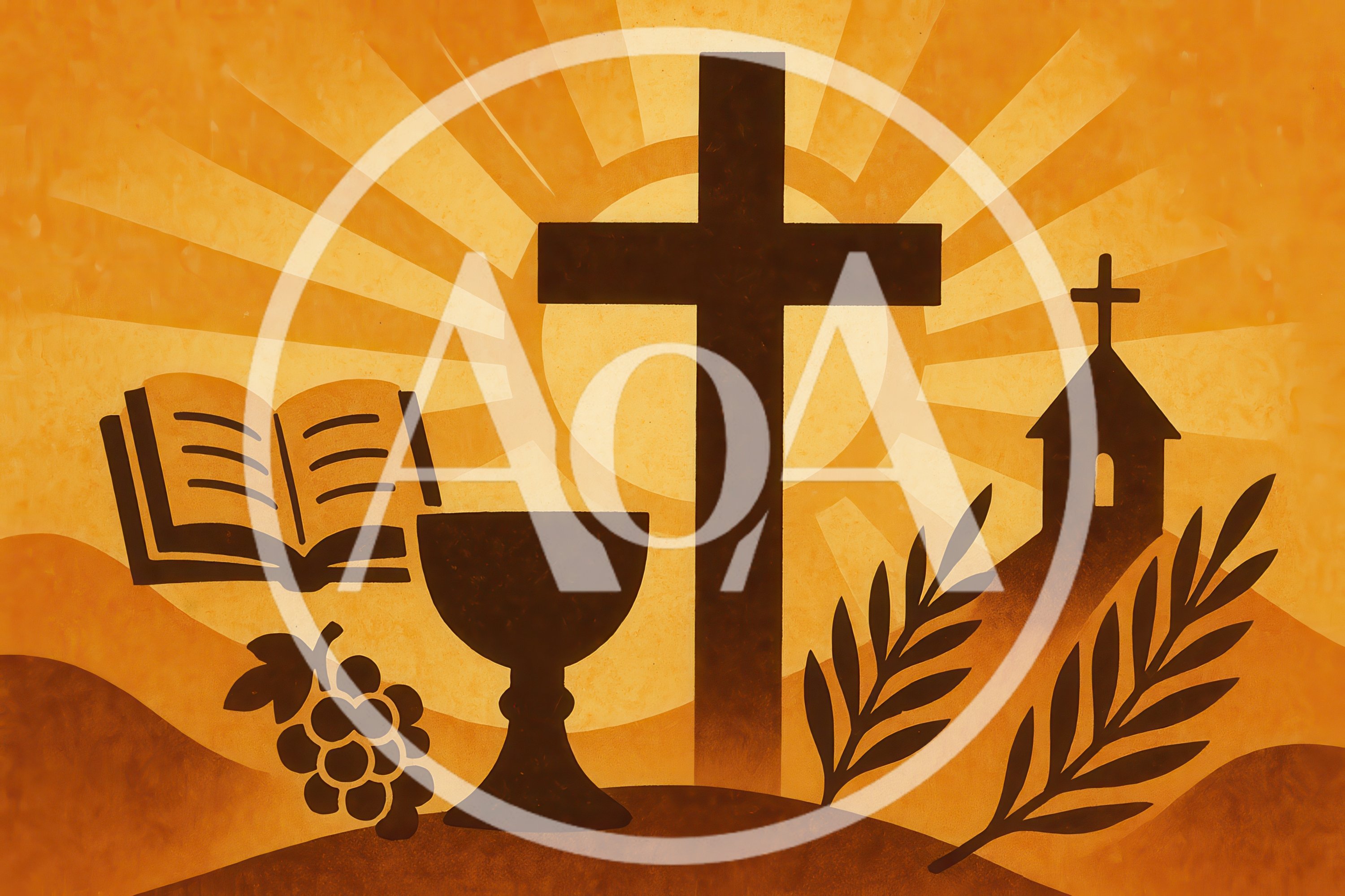 Christian Religious Symbols With Cross And Bible