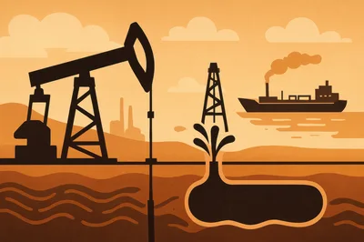 Oil Extraction And Transportation Industry Illustration
