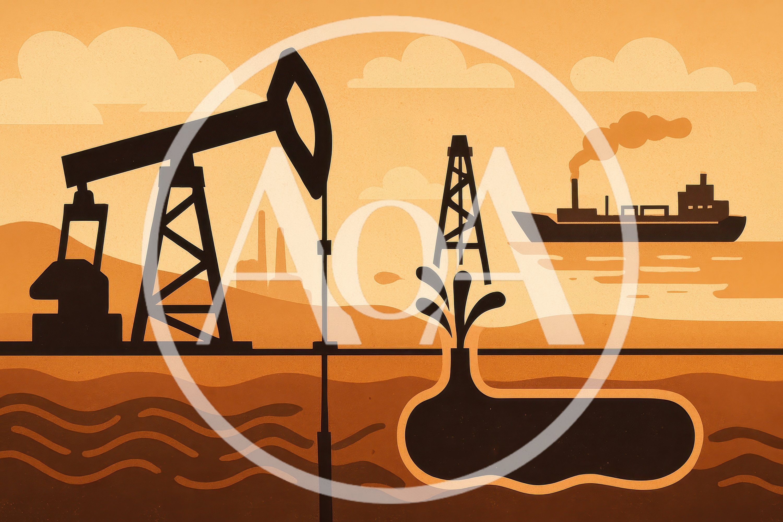 Oil Extraction And Transportation Industry Illustration