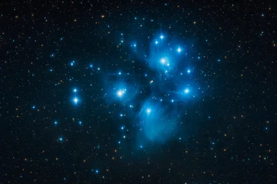 The Pleiades Star Cluster in Deep Space