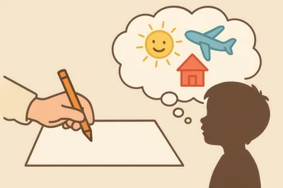 Child Thinking About Travel And Home