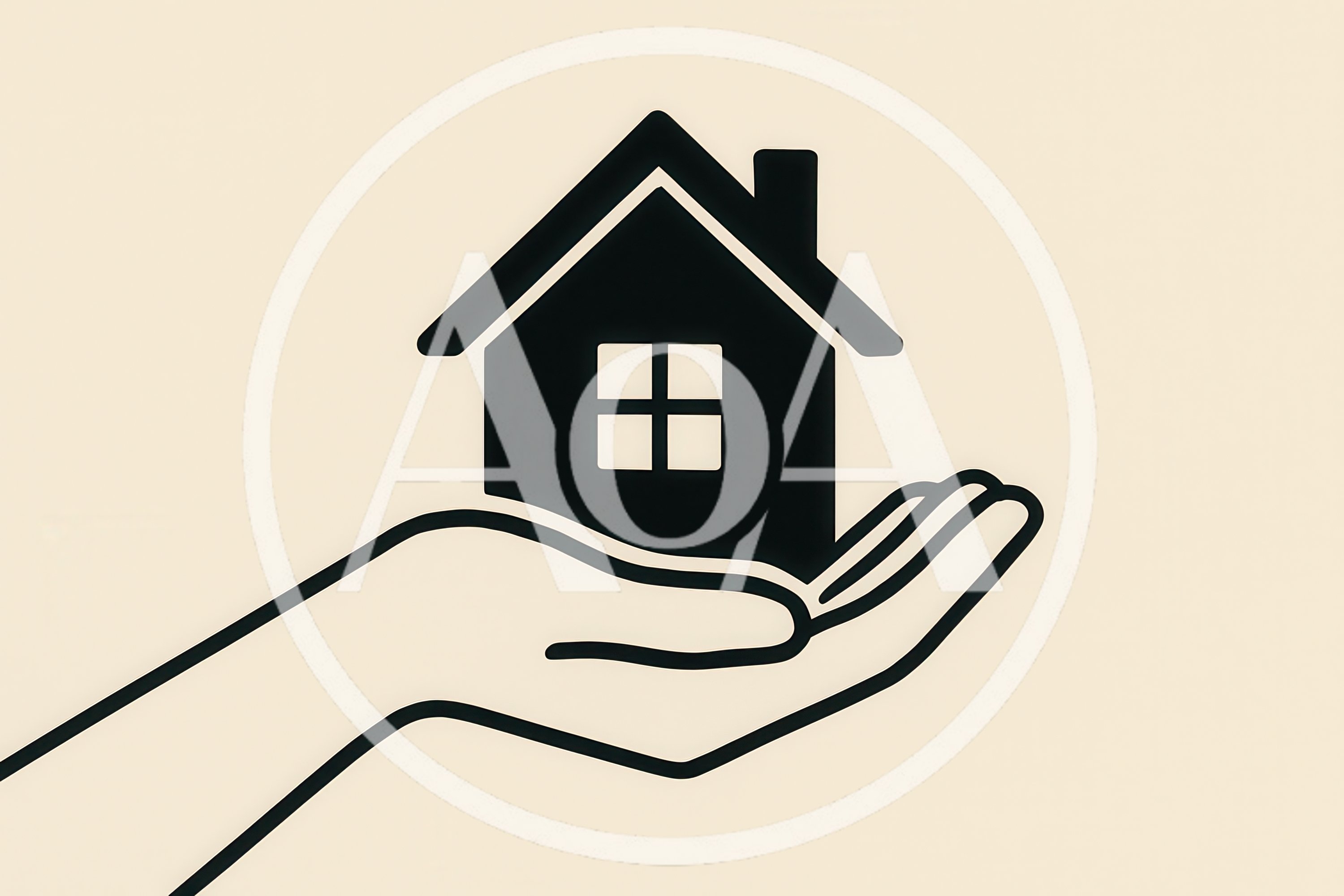 Minimalist Illustration Of A Hand Holding A House Icon