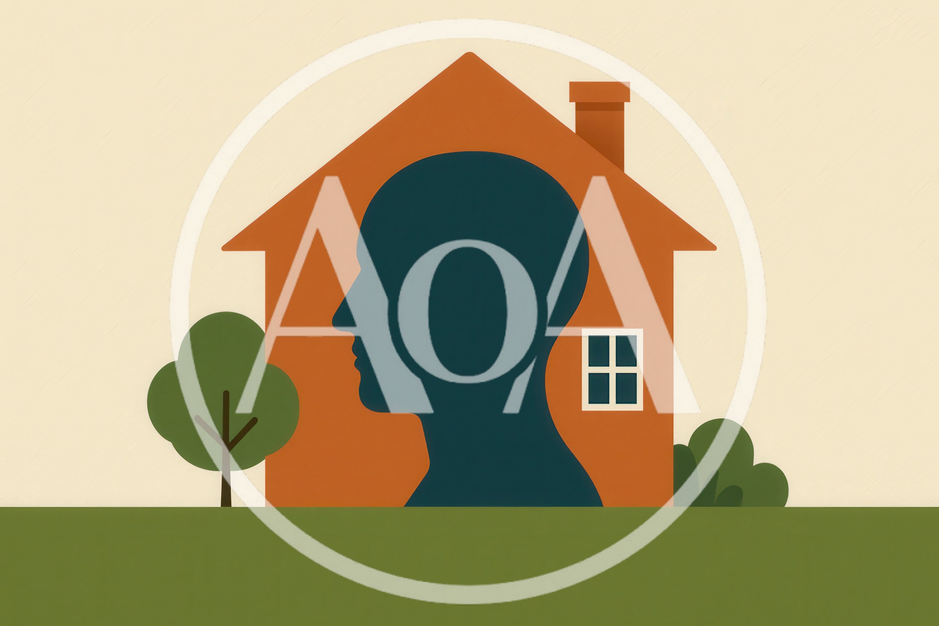 Minimalist Illustration Of Human Head Inside House Shape