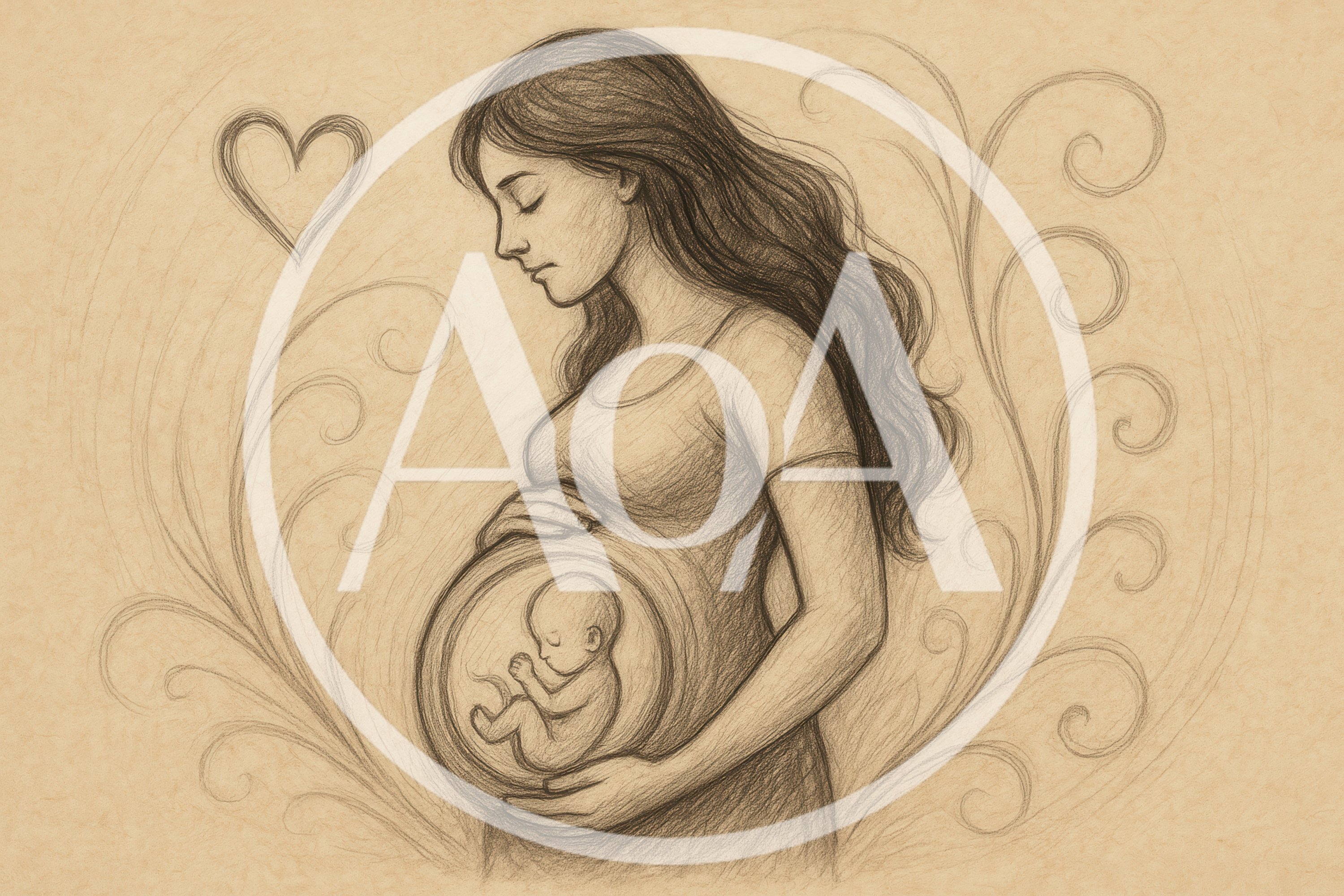 Pencil Sketch Of A Pregnant Woman With Fetus