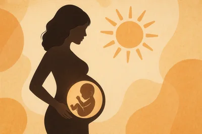 Silhouette Of A Pregnant Woman With Fetus Illustration