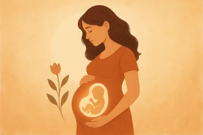 Pregnant Woman With Glowing Fetus Illustration