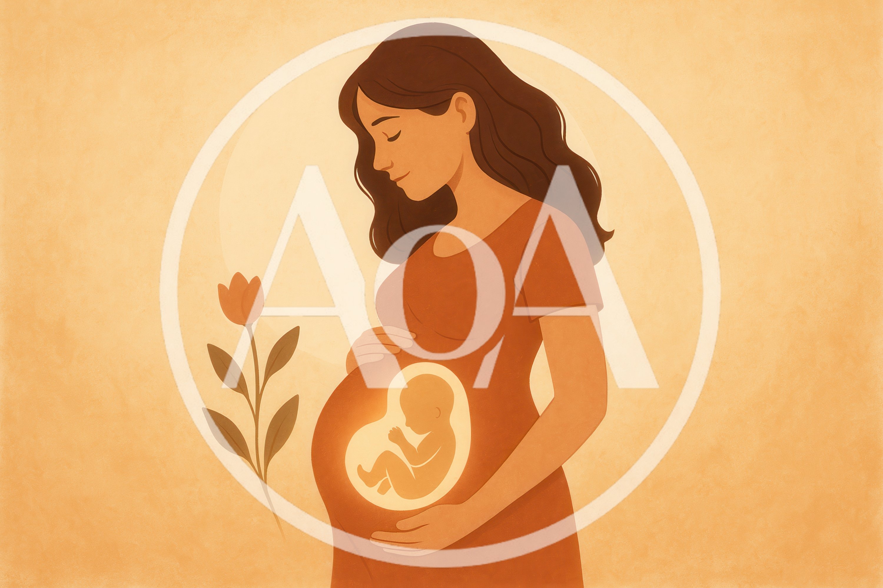 Pregnant Woman With Glowing Fetus Illustration