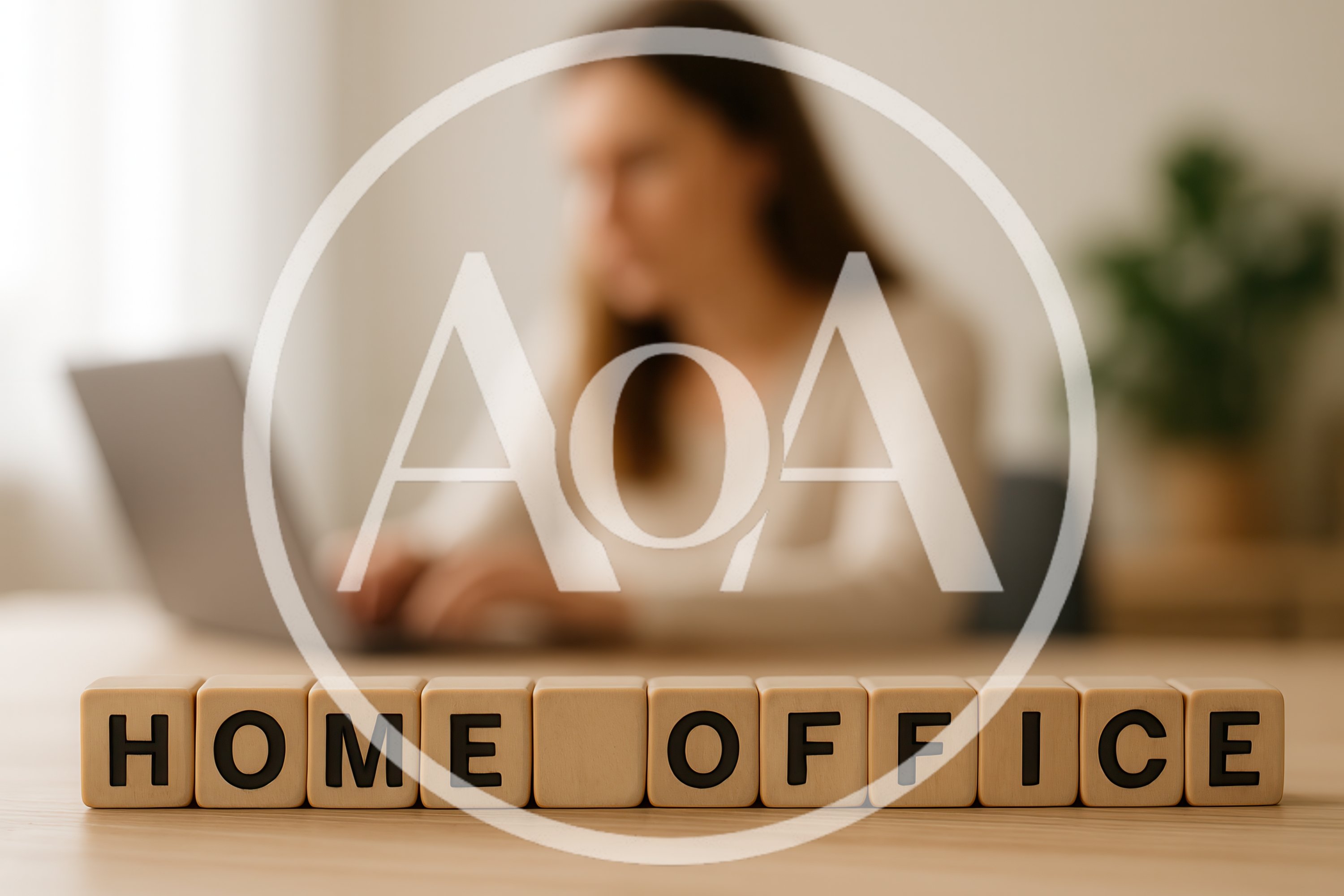 Wooden Blocks Spelling Home Office on Desk