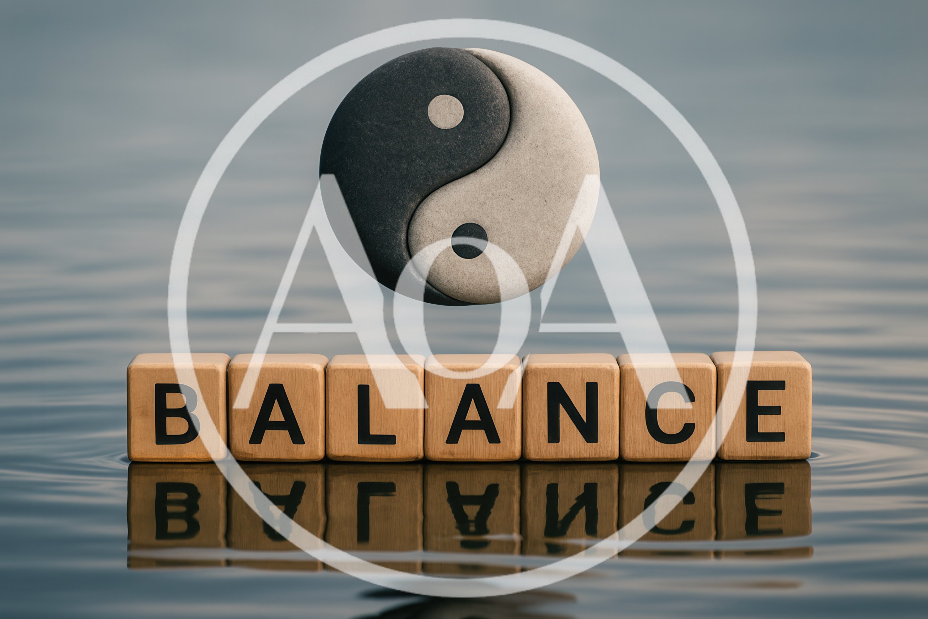 Yin Yang Symbol Above Wooden Balance Blocks